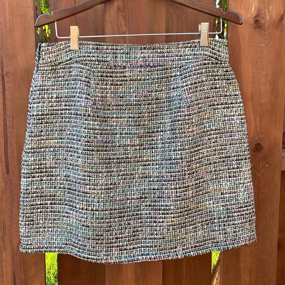LOFT Tweed Pencil Skirt Multi Color Two Front Pockets Size 8 NWT - Picture 6 of 8